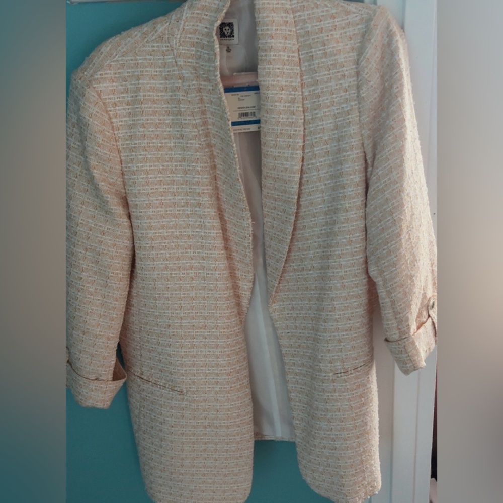 Anne Klein Cream and Yellow Tweed Blazer